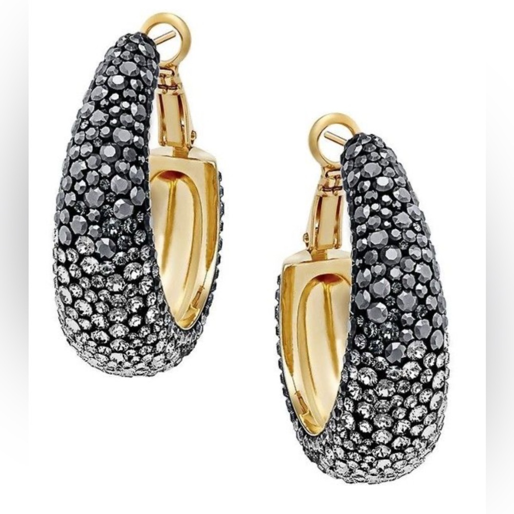 Swarovski hombre, large hoops earrings